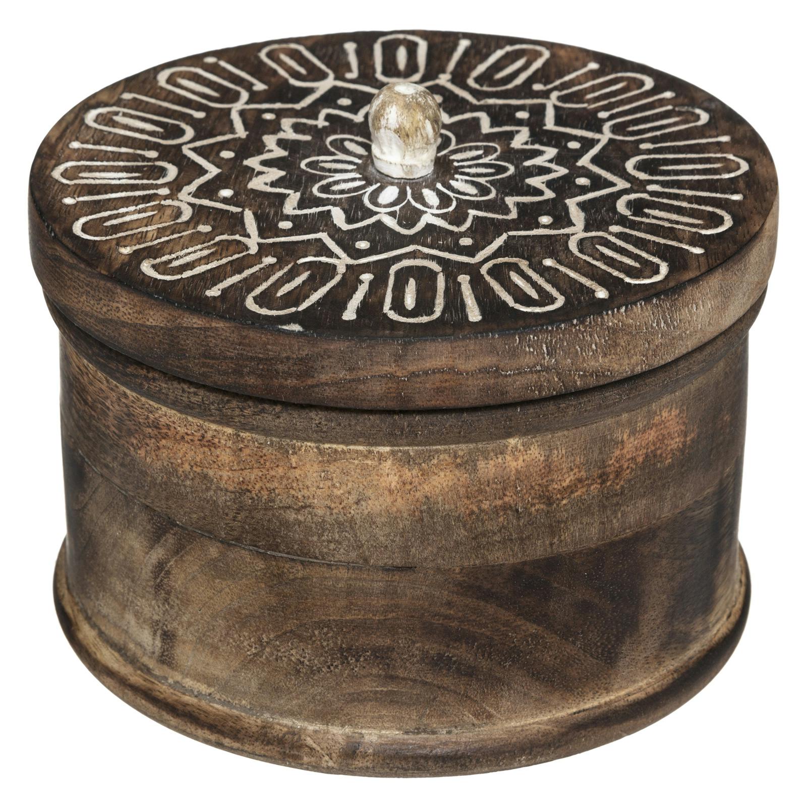 Boîte ronde en bois de manguier