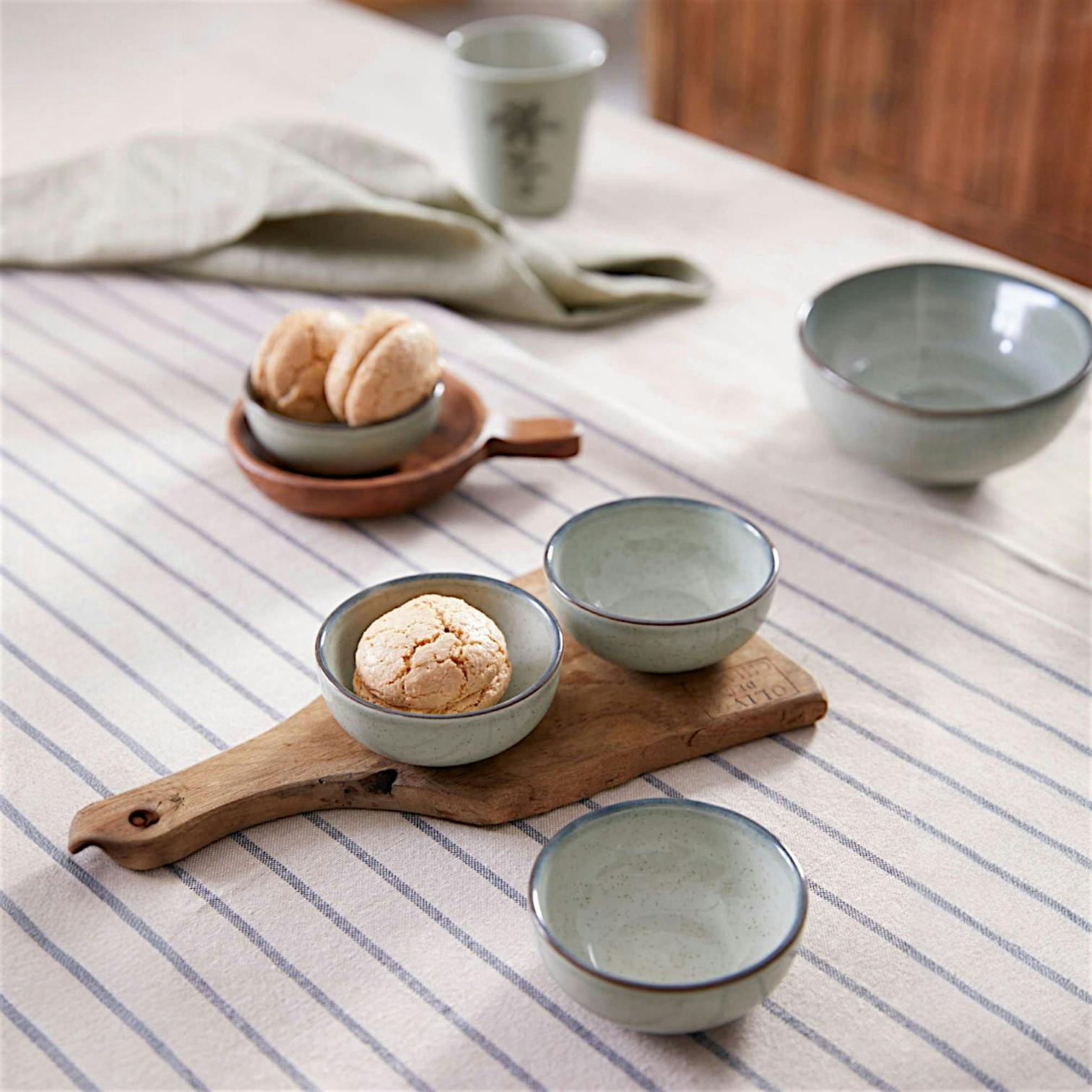 Bol à sauce vert moucheté en porcelaine (lot de 4) ELDA