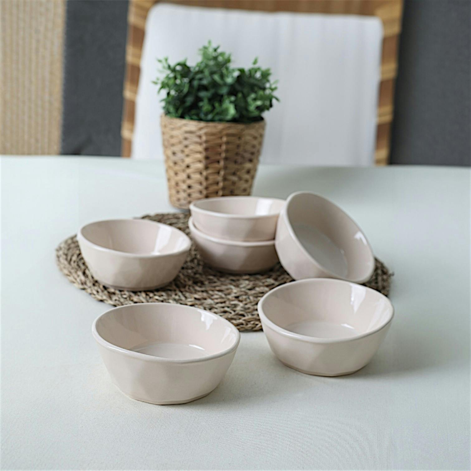 Bol apéro beige, style organique (lot de 6) EFIRA