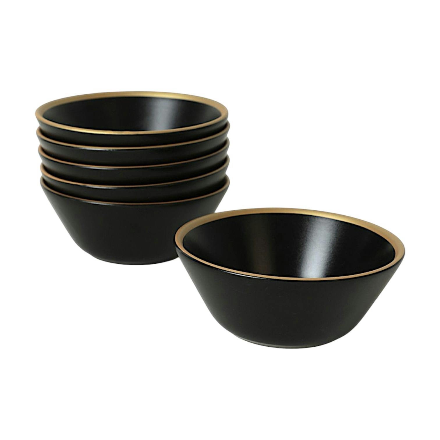 Bol apéro chic noir et or en céramique (lot de 6) EFIRA