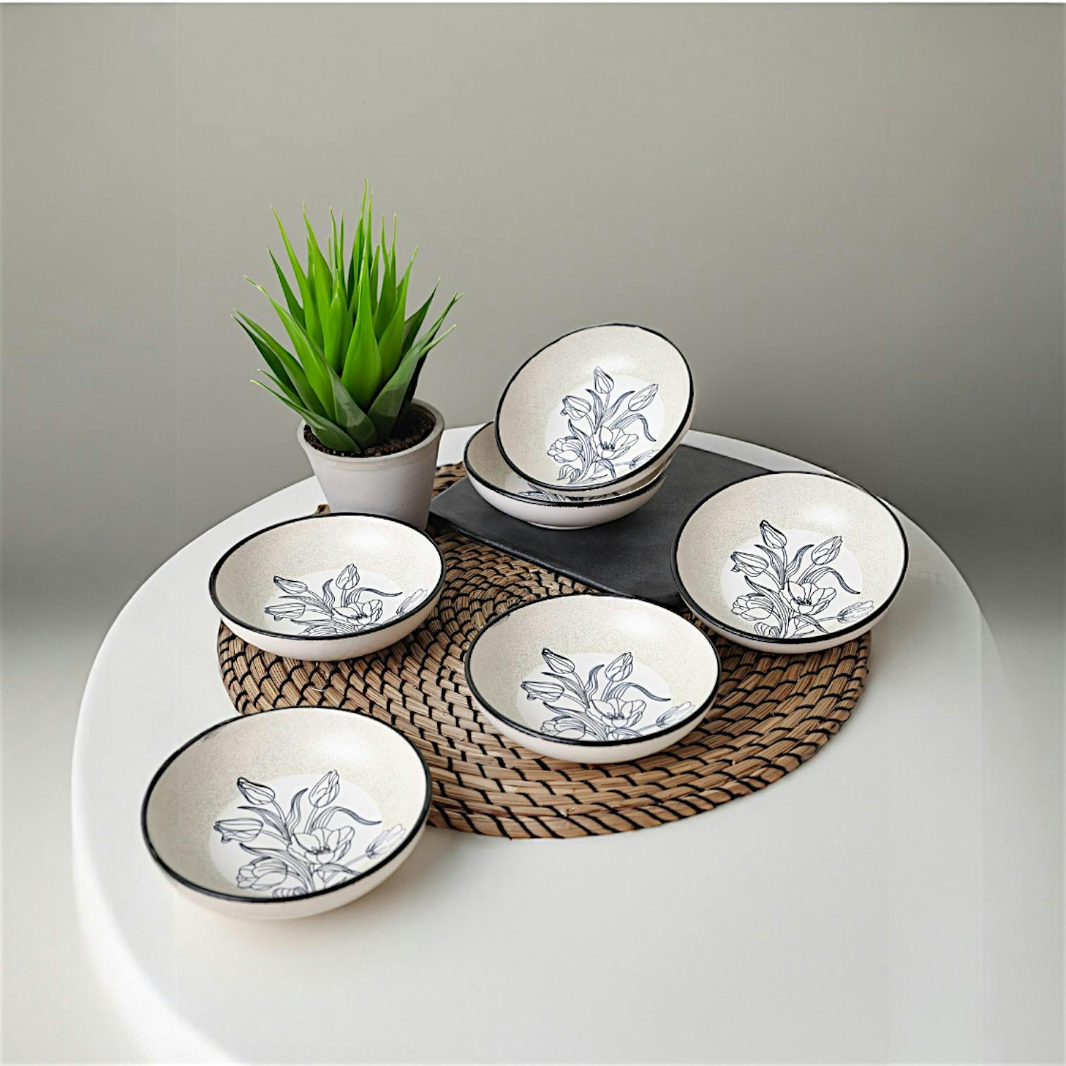 Bol apéro motif fleurs bleues (lot de 6) EFIRA