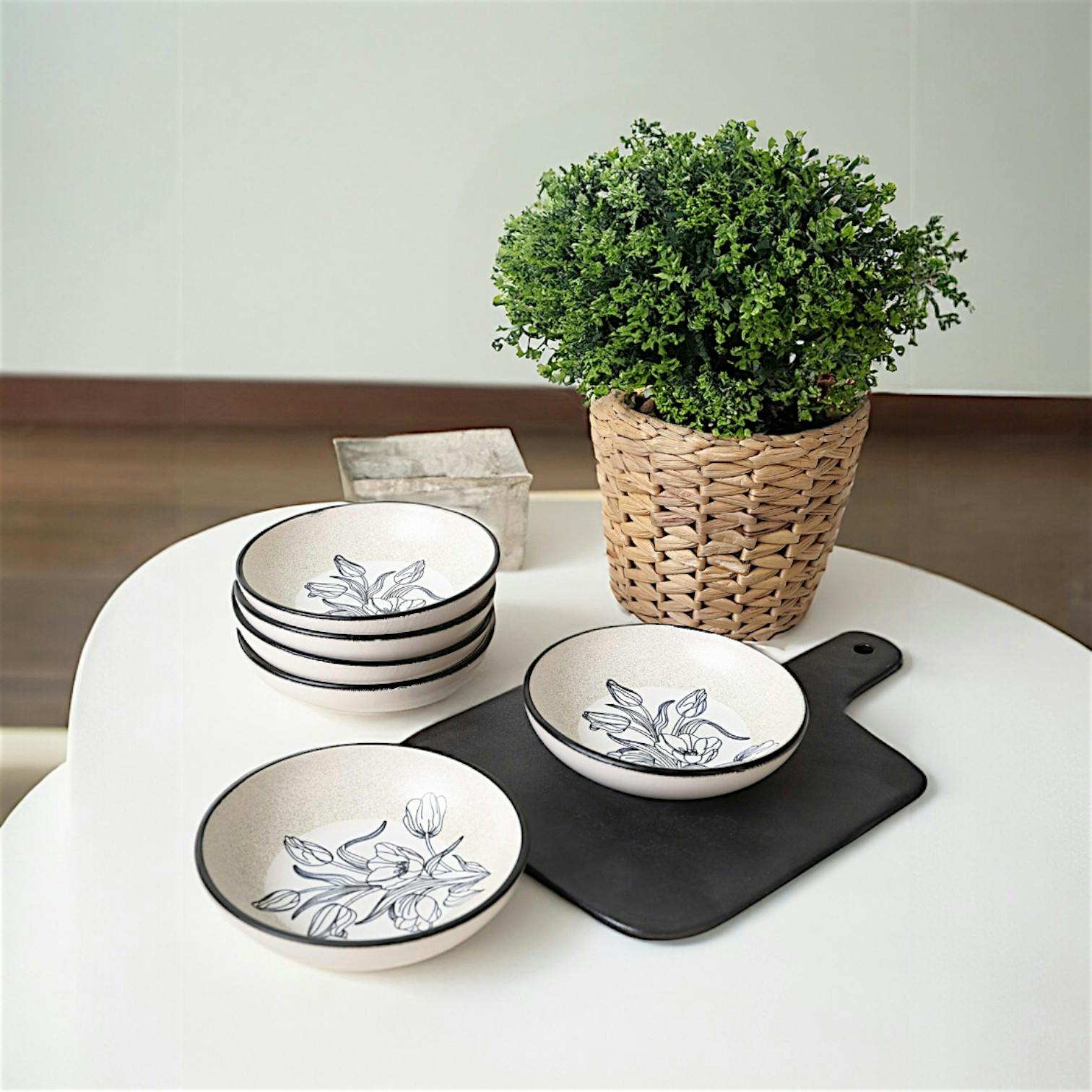 Bol apéro motif fleurs bleues (lot de 6) EFIRA