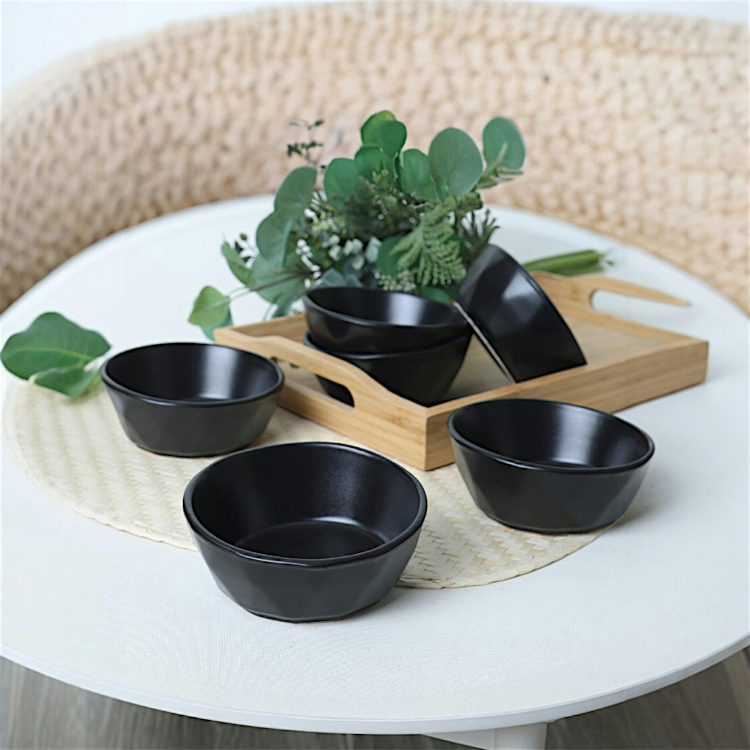 Bol apéro noir, style organique (lot de 6) EFIRA