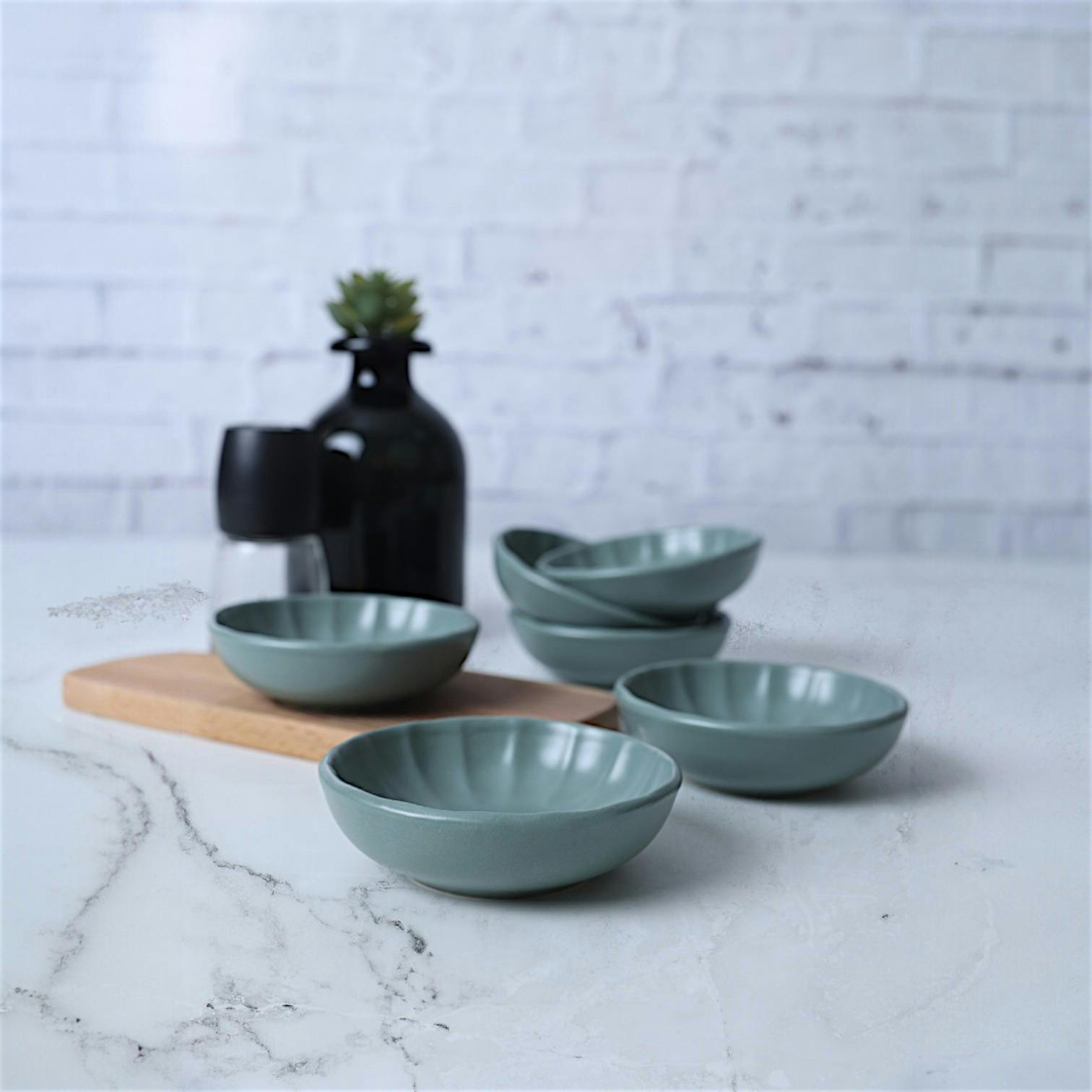 Bol apéro vert pâle forme fleur (lot de 6) EFIRA