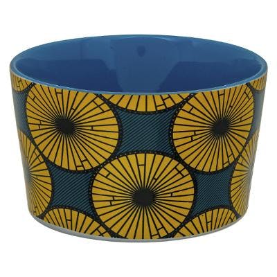 Bol imprimé wax 36cL jaune bleu