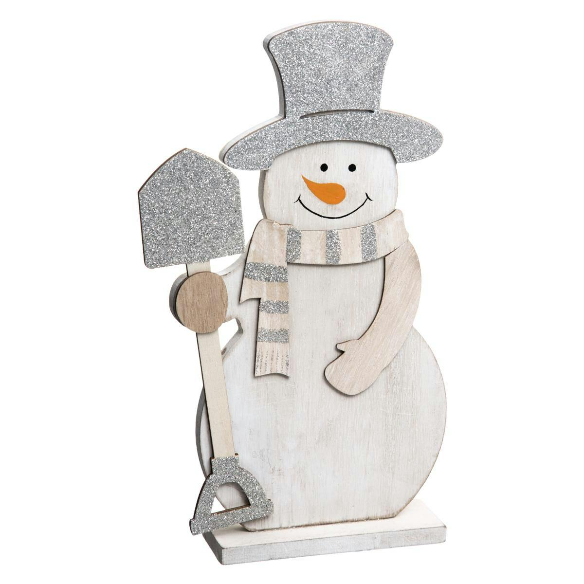 Bonhomme de neige avec une pèle H 26 cm