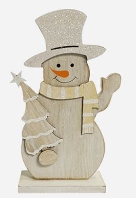 Bonhomme de neige et sapin H 26 cm