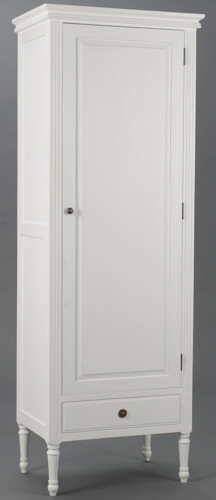 Bonnetière Classique Chic  1 porte, 1 tiroir AGATHE L65 X P45 X H185 Blanc Antique AMADEUS