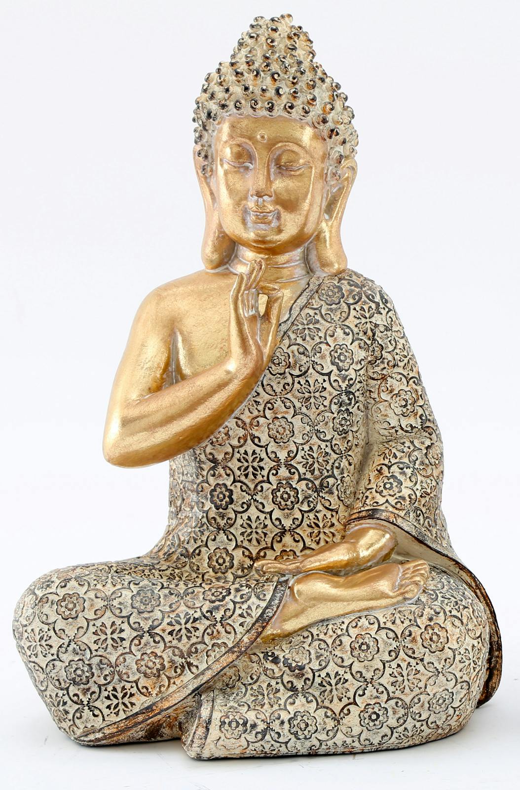 Bouddha assis doré argenté 23 cm modèle 1