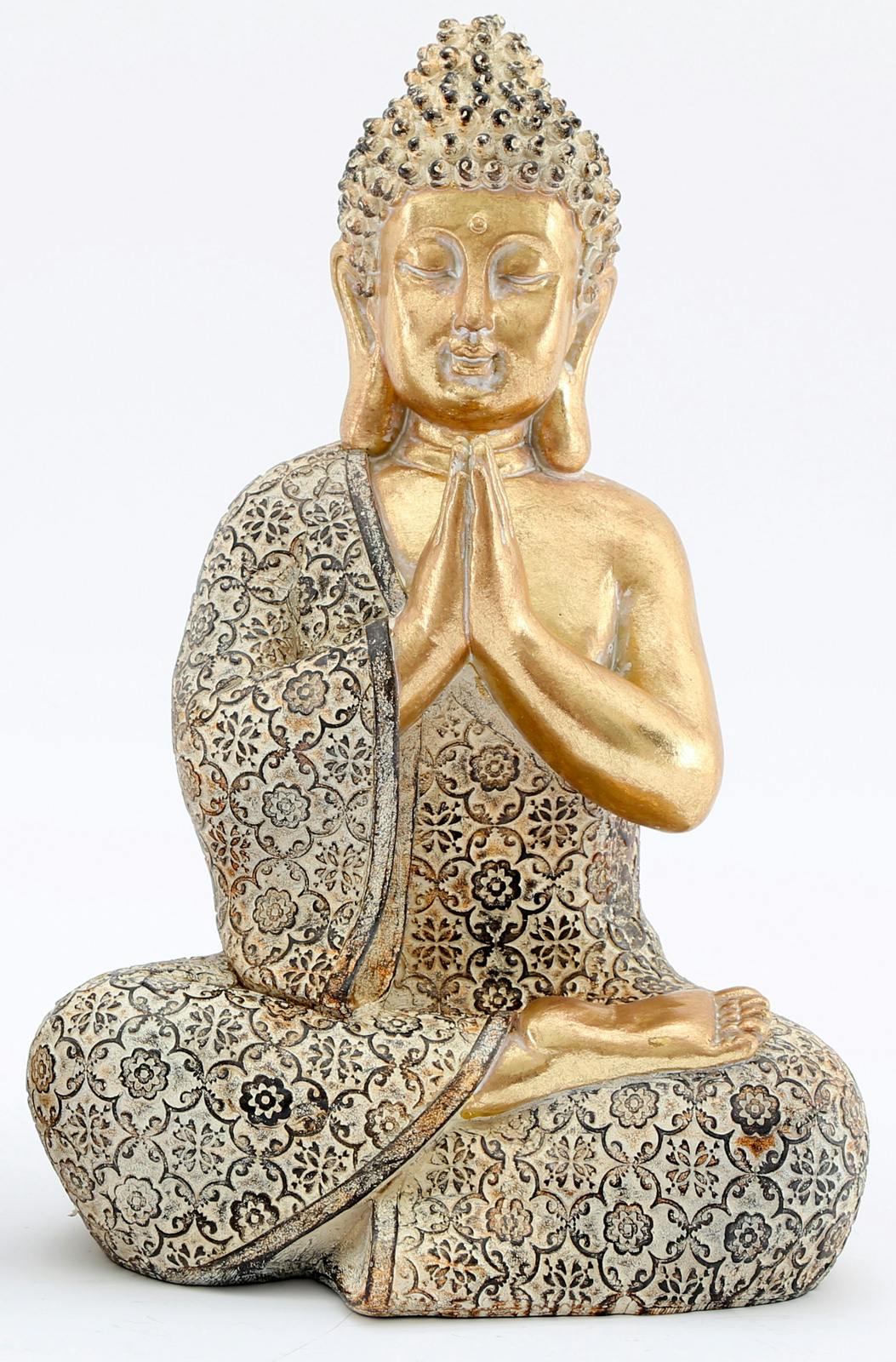 Bouddha assis doré argenté 23 cm modèle 2