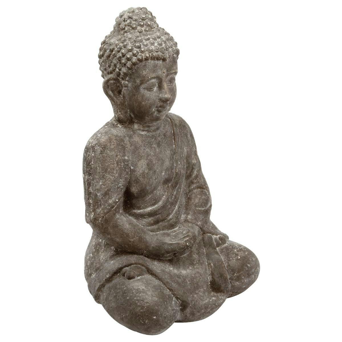 Bouddha assis en ciment façon pierre 28x24xH46cm