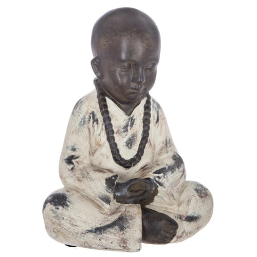 Bouddha assis en résine marron et beige 18x12x22cm