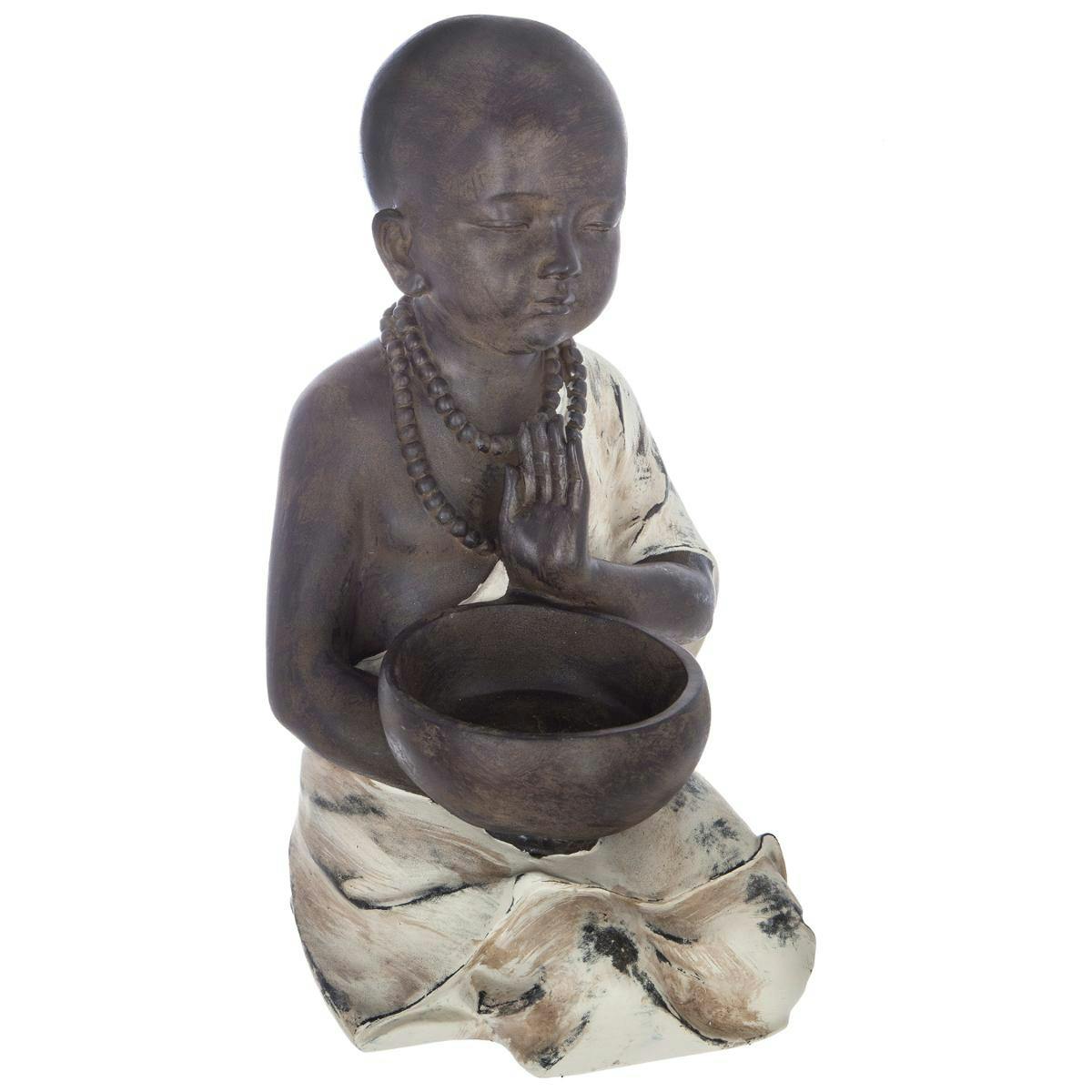 Bouddha assis en résine marron et beige H34cm