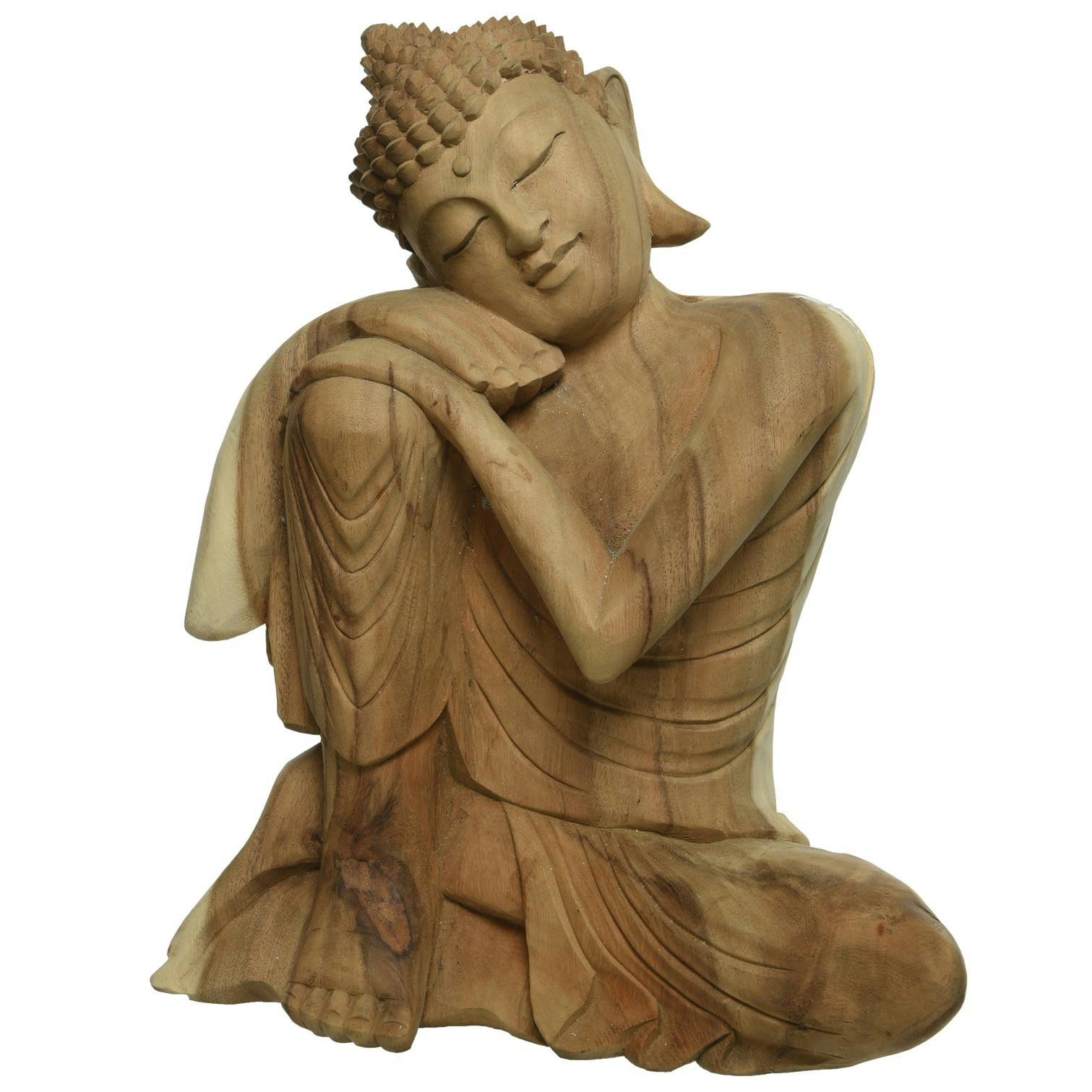 Bouddha assis sculpté en bois de suar
