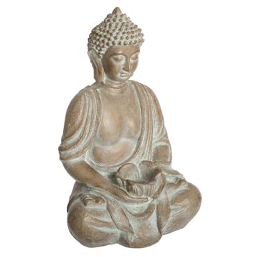 Bouddha en pierre blanchie H39cm