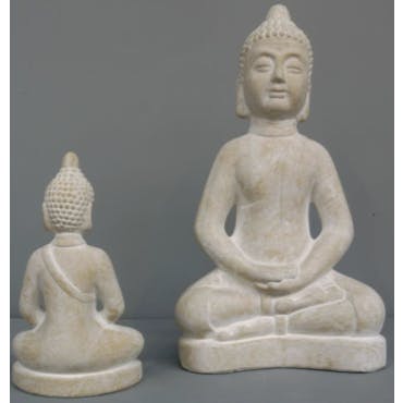  Bouddha Thai assis blanc grand modèle