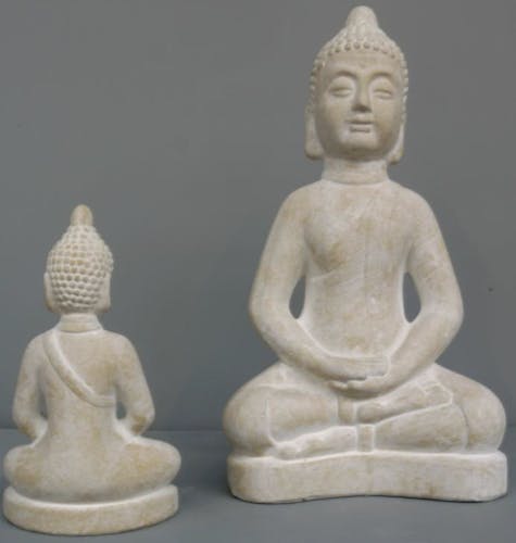 Bouddha Thai assis blanc grand modèle