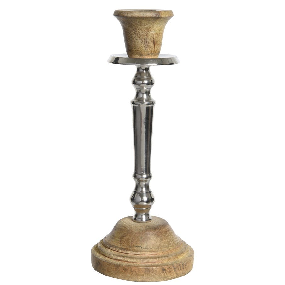 Bougeoir bois alu 25 cm