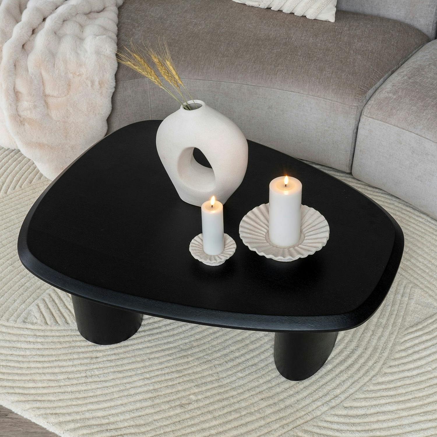 Bougeoir déco en ciment blanc (lot de 2)