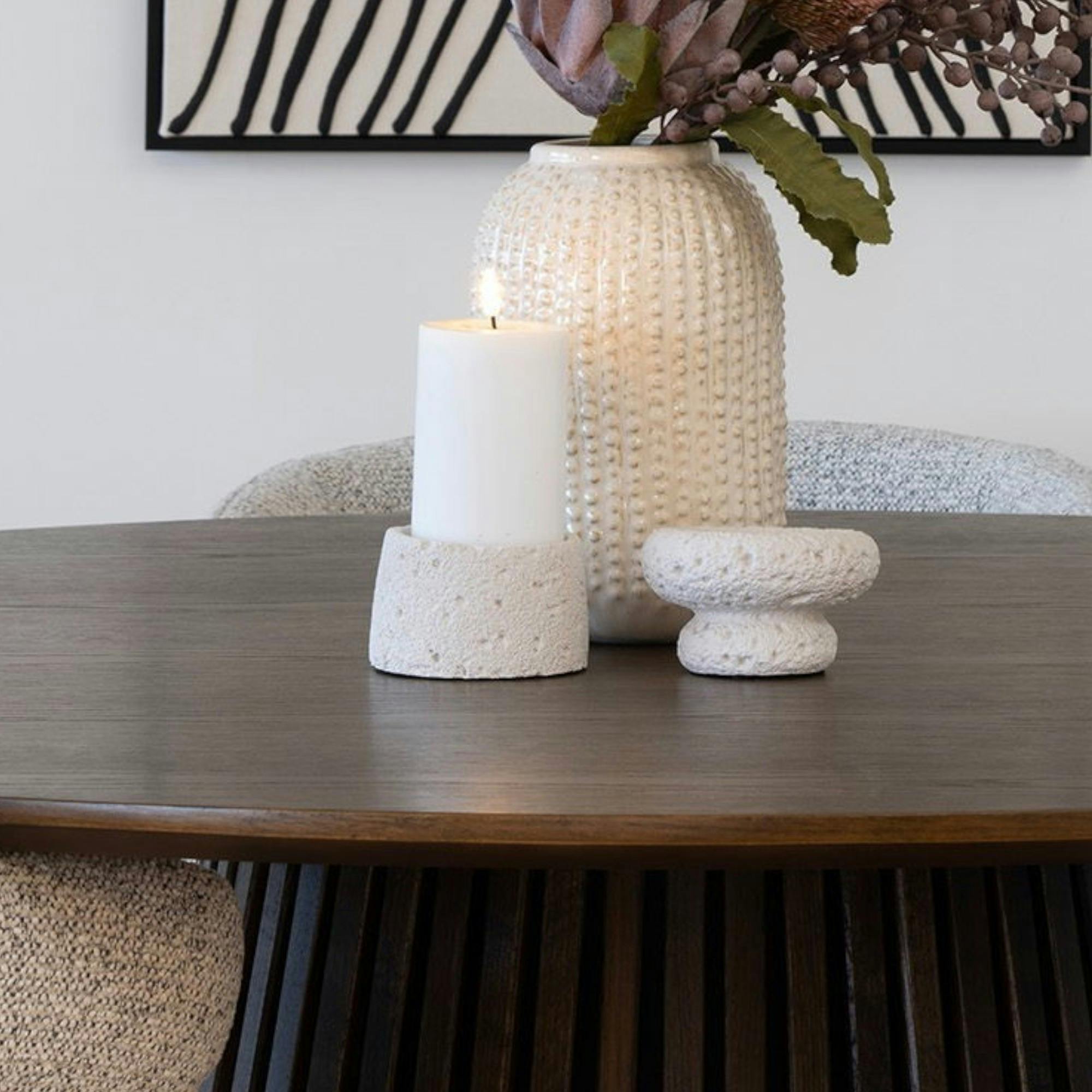 Bougeoir déco en ciment (lot de 2) - gris, formes coupelles basses