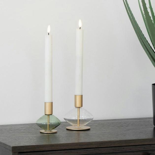 Bougeoir en verre et métal doré (lot de 2) - design arrondi ...