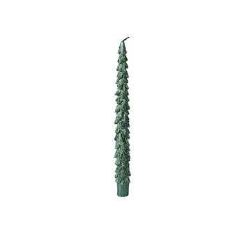 Bougie cierge verte forme sapin 25 cm (boîte de 2 pièces)