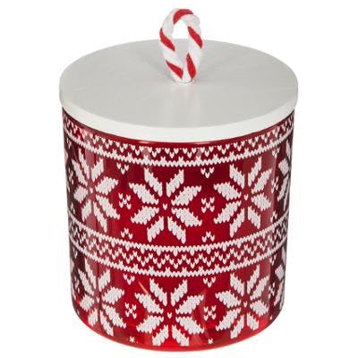 Bougie de noël parfumée avec couvercle rouge 10cm M1