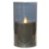 Bougie LED flamme effet vacillant en verre gris fumé 15cm