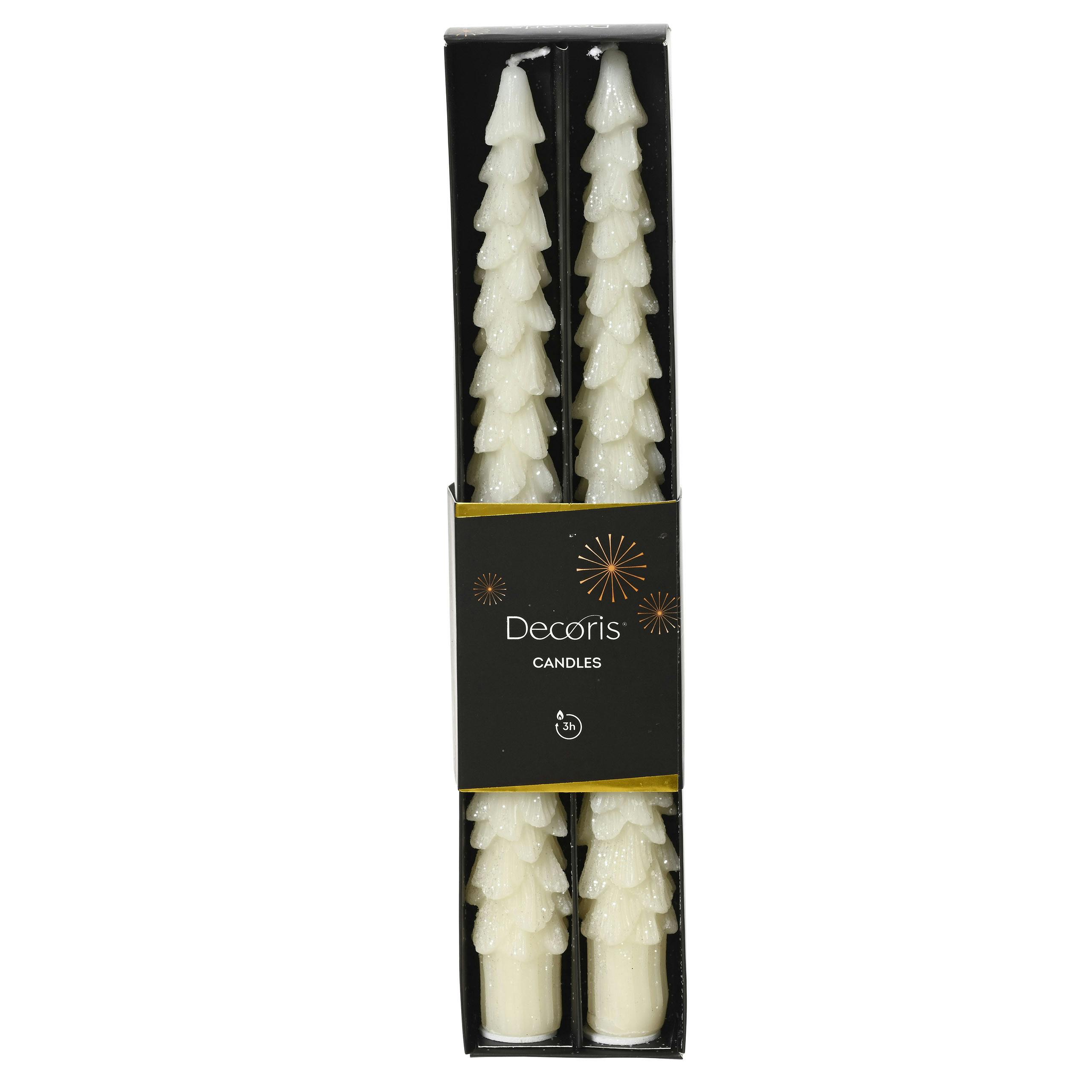 Bougie pailletée écrue H25 cm (boîte de 2)