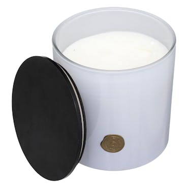  Bougie parfumée douceur de lin dans pot en verre blanc