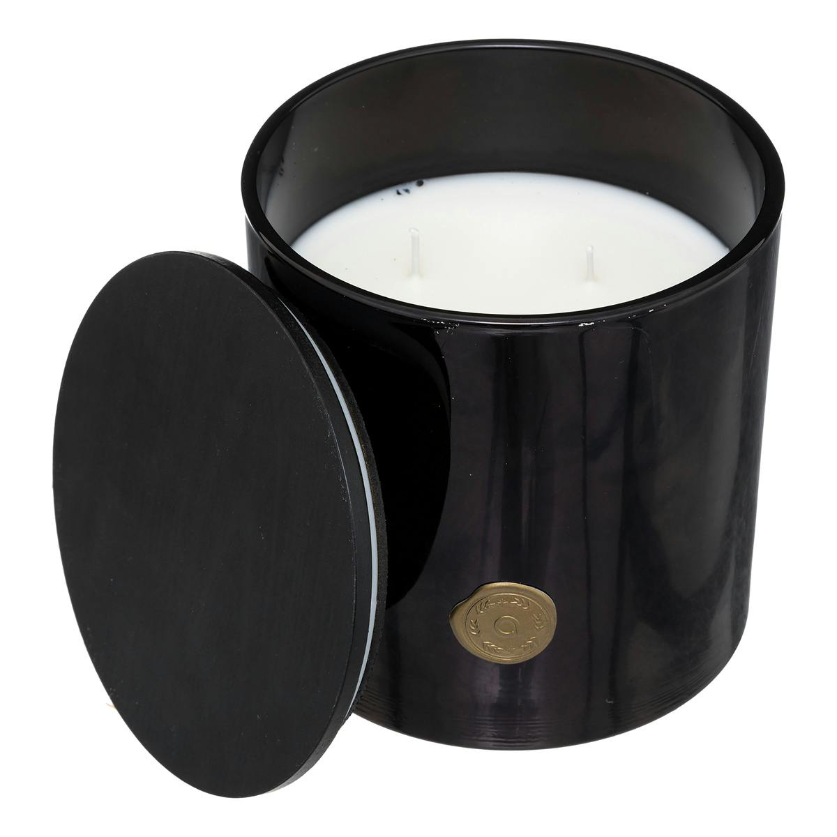 Bougie parfumée fruits des bois dans pot en verre noir