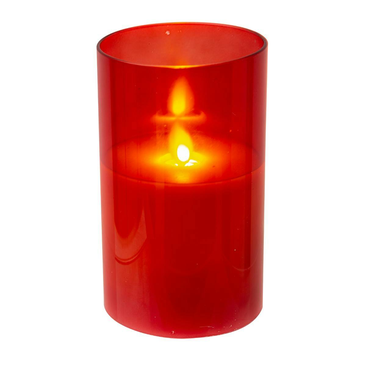 Bougie votive Led 12,9 cm, Durée 60 jours, rouge avec lumière clignotante  rouge