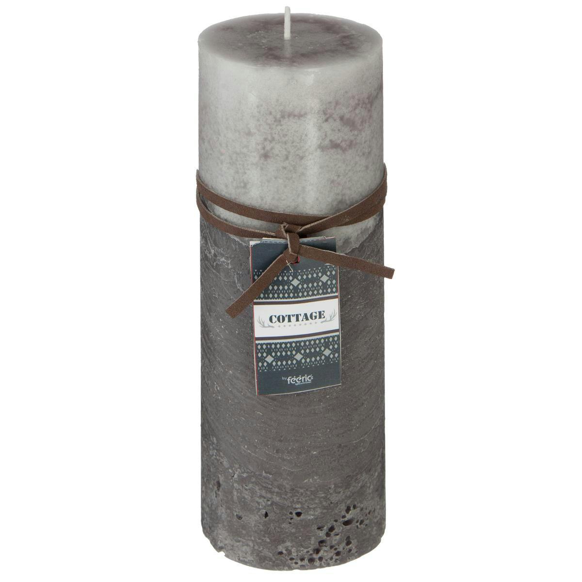 Bougie rustique 2 tons gris D9xH20cm