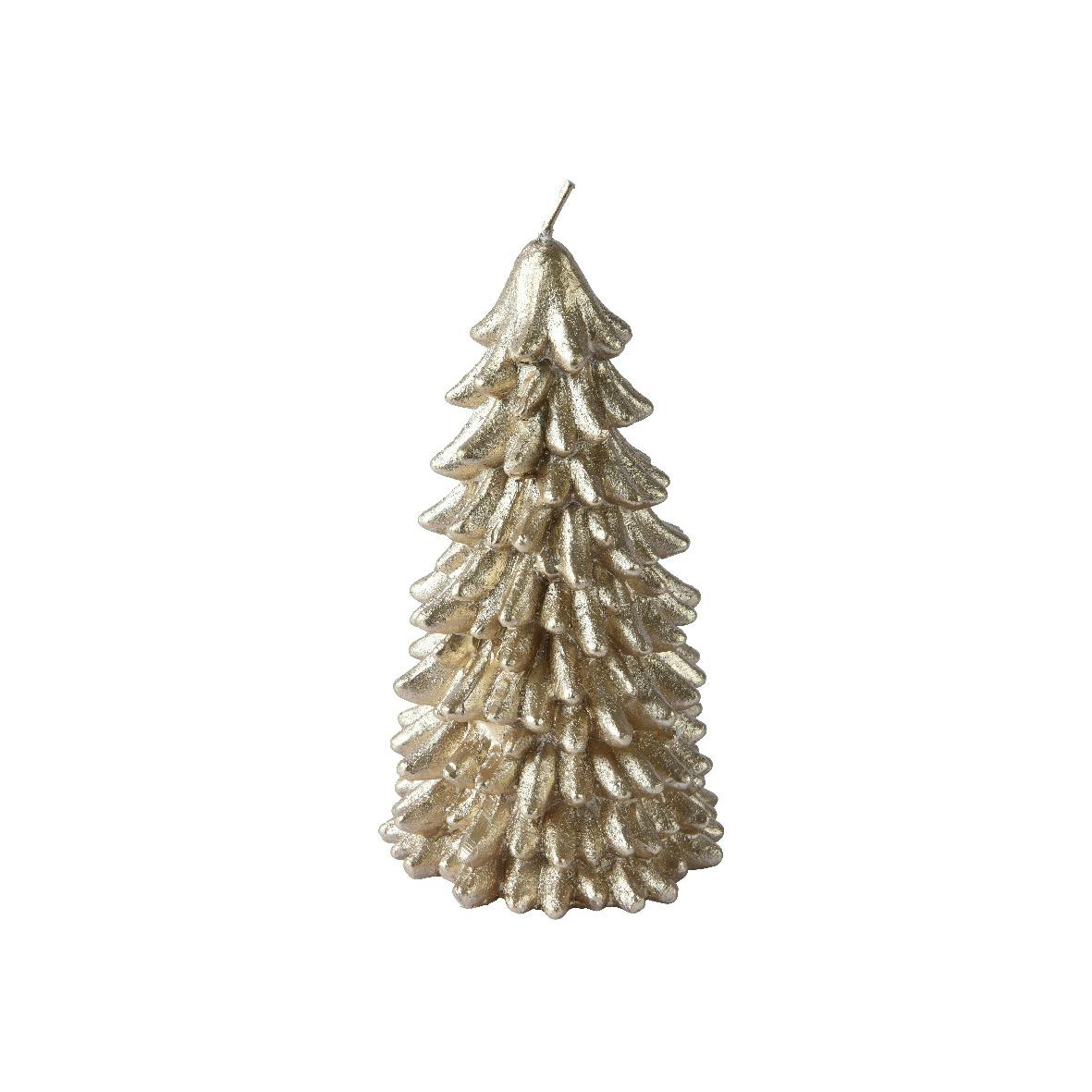 Bougie sapin couleur champagne 17,5 cm (sac cadeau 1 pièce)