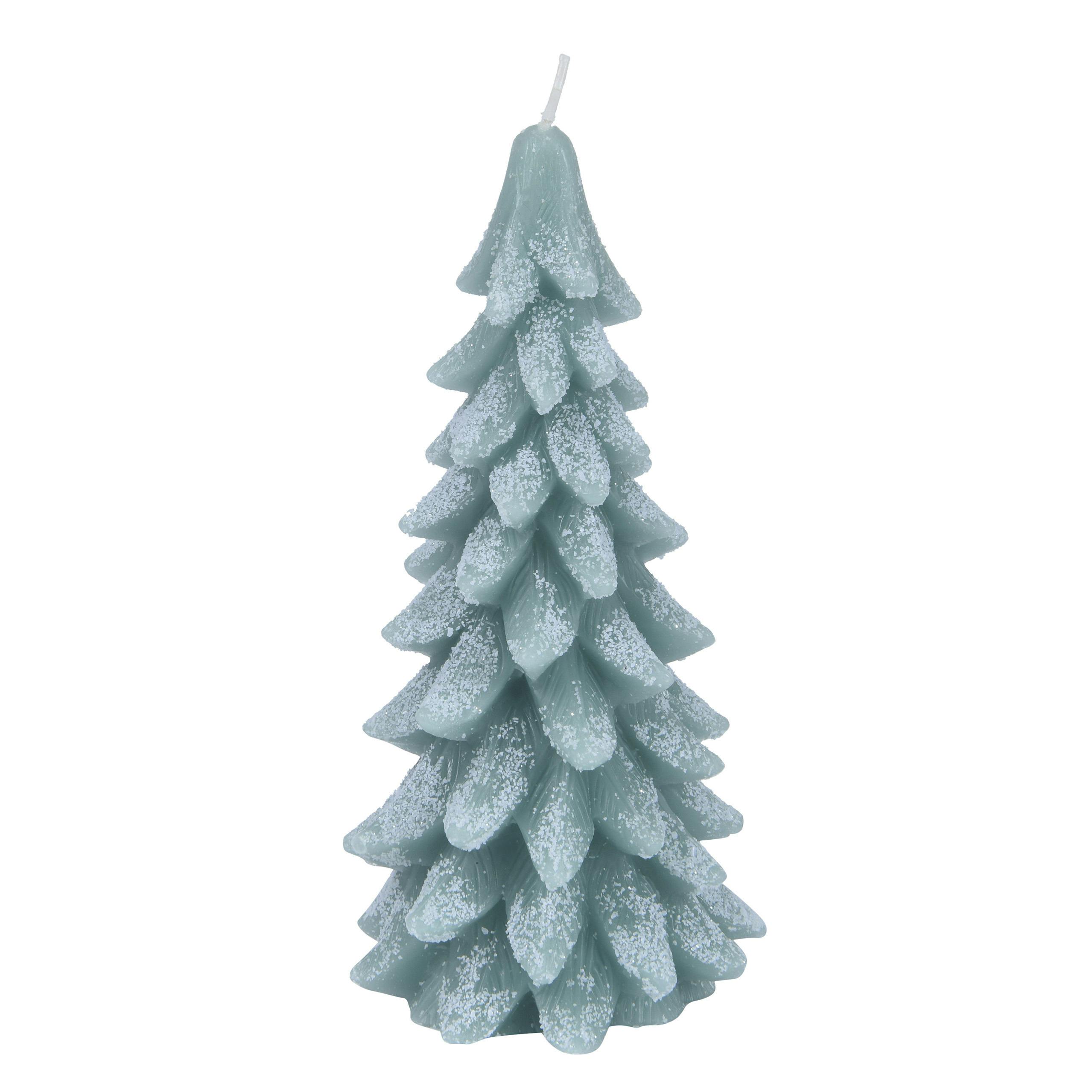 Bougie sapin vert paillettes H20 cm