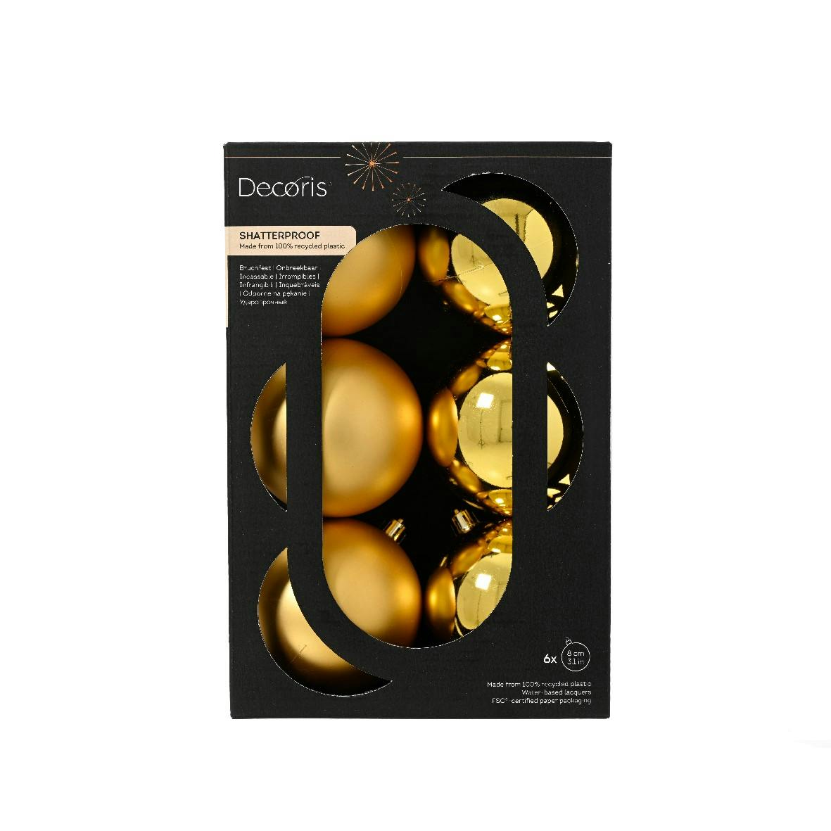 Boule de Noël couleur or (boîte de 6)