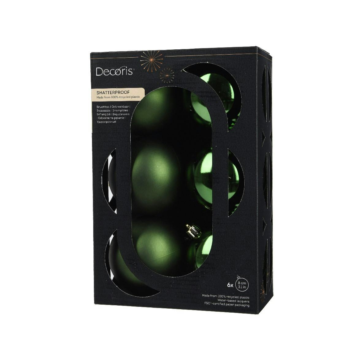 Boule de Noël couleur verte (boîte de 6)