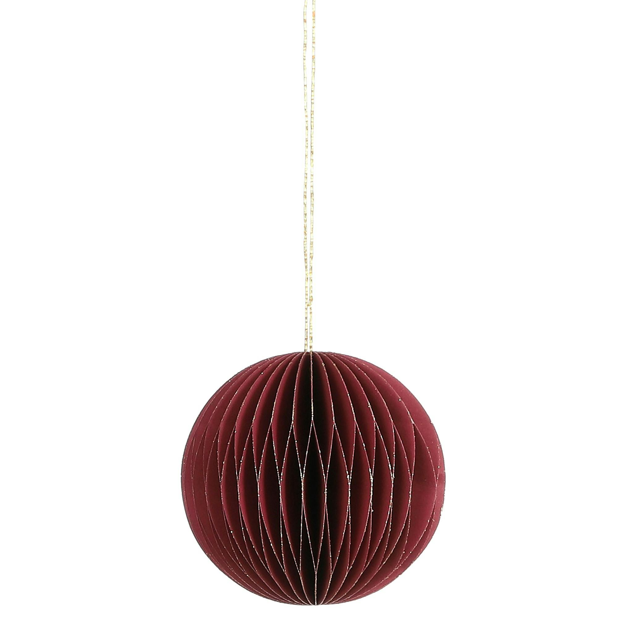 Boule de Noël en papier rouge forme ronde