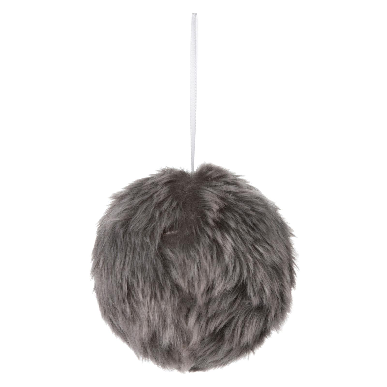 Boule poils longs gris foncé à suspendre