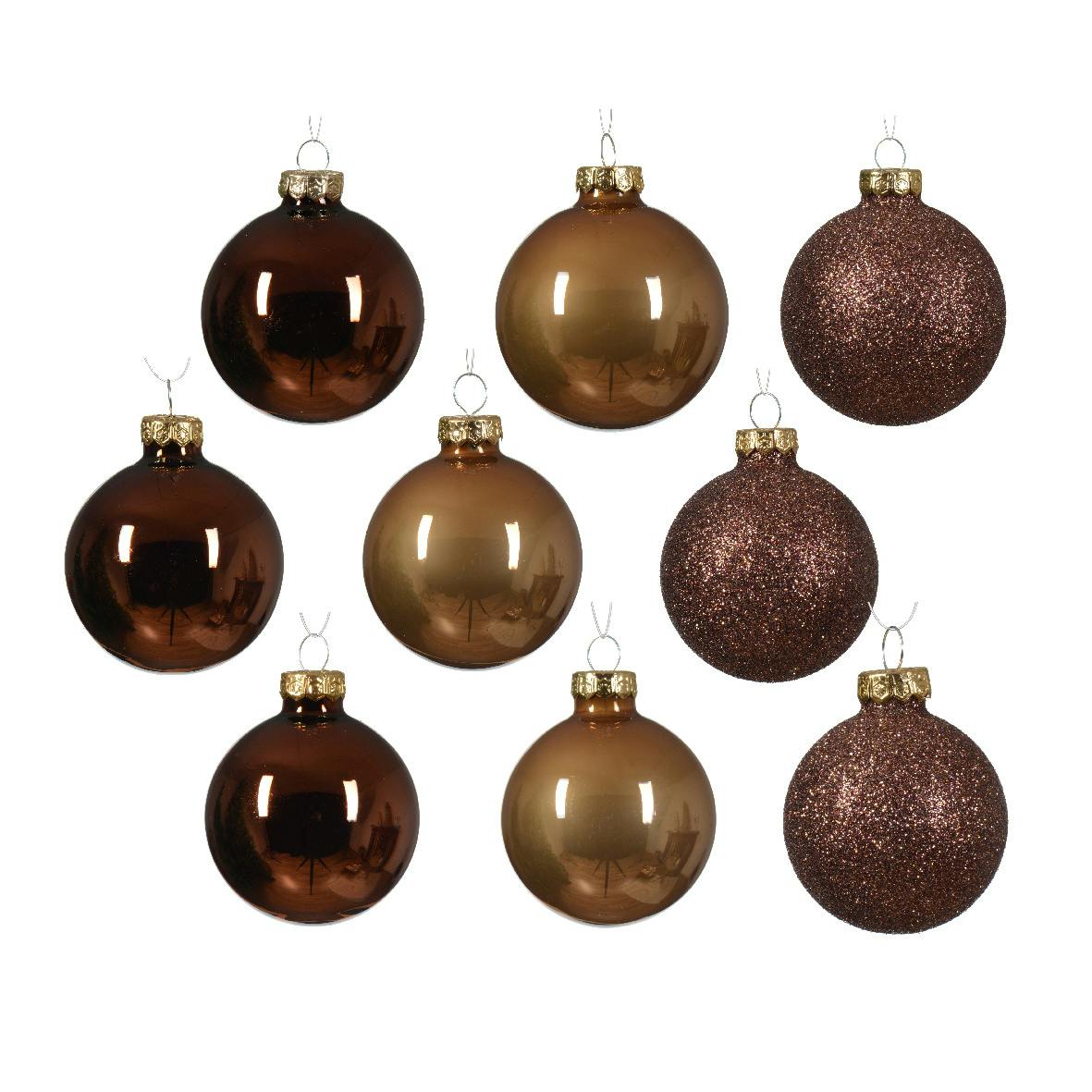 Boules de Noël 3 couleurs café (coffret de 21 pièces)