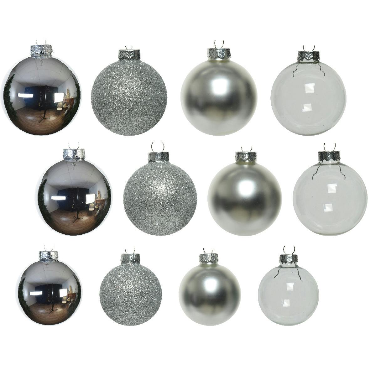 Boules de Noël couleur argent (coffret de 42 pièces)