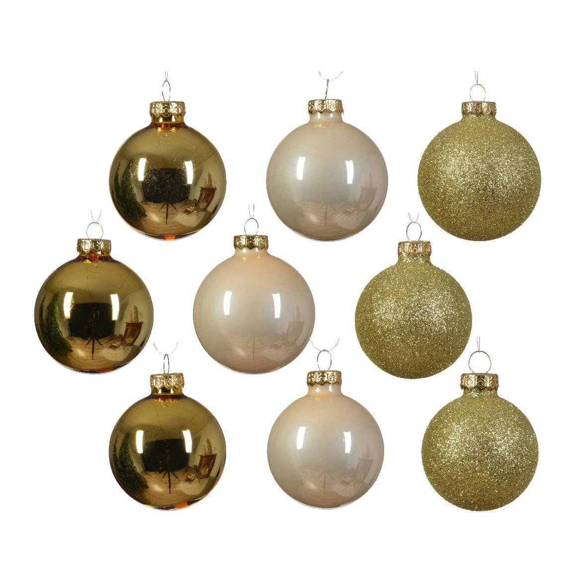 Boules de Noël couleur or (coffret de 21 pièces)
