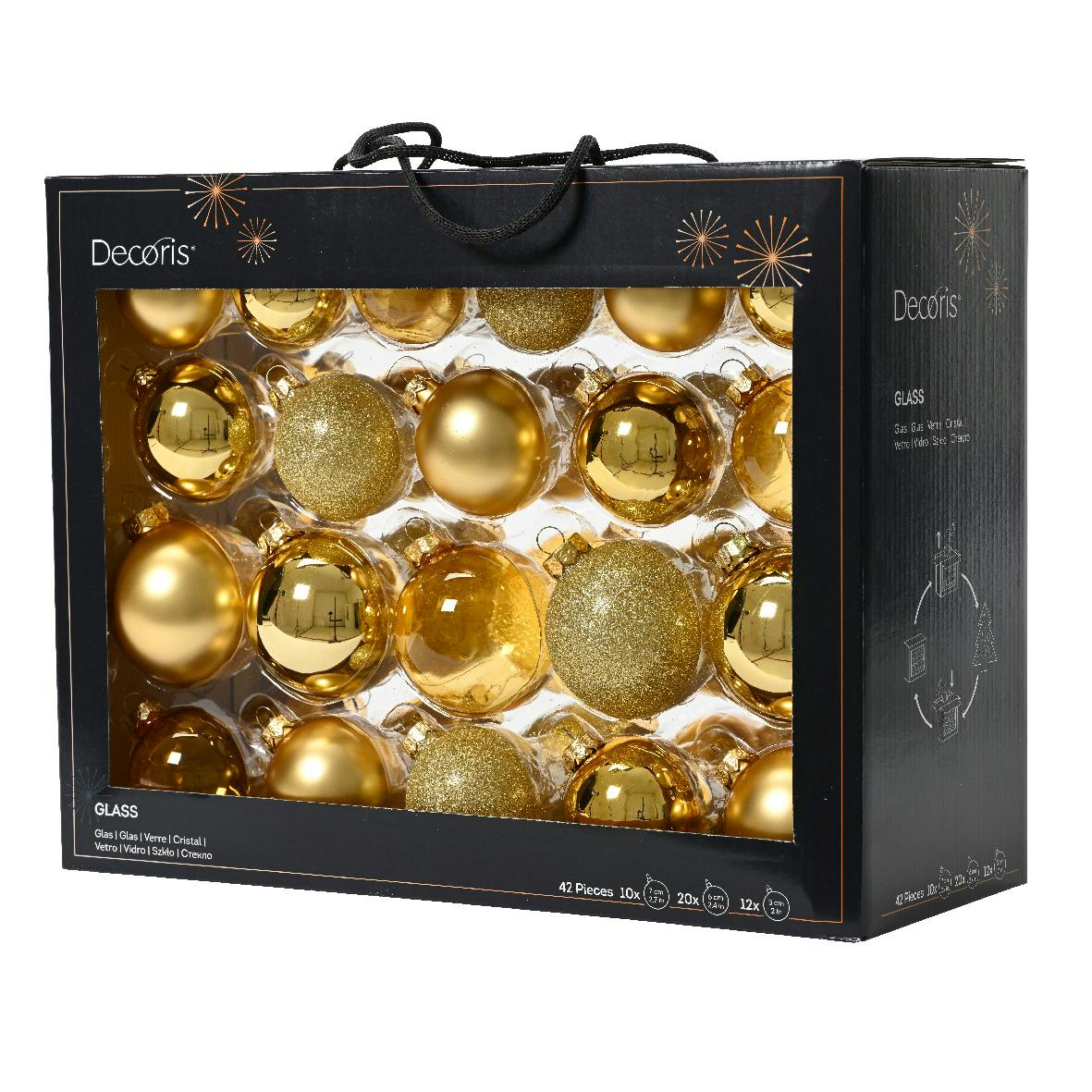 Boules de Noël couleur or (coffret de 42 pièces)