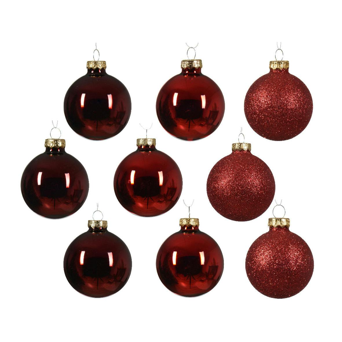 Boules de Noël couleur rouge (coffret de 21 pièces)