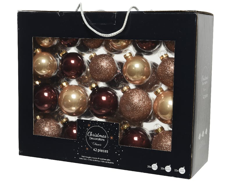 Boule de Noël en verre Ø 3,5 cm brun espresso 16 pièces DECORIS