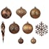 Boules et décos de Noël brun / or (assortiment de 50 pièces)