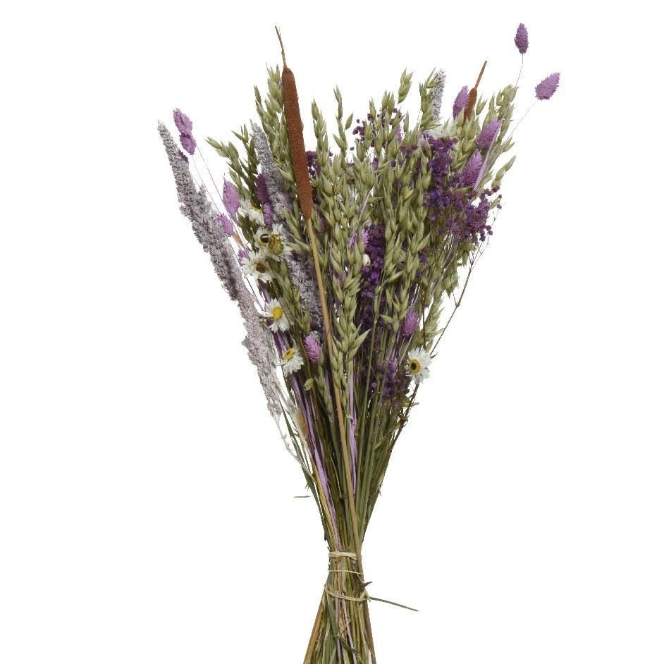 Bouquet de fleurs séchées, tons lilas
