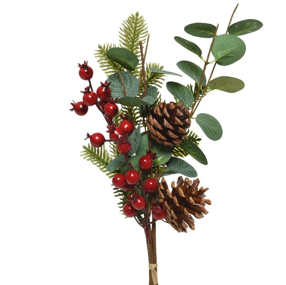 Bouquet de Noël artificiel vert et rouge