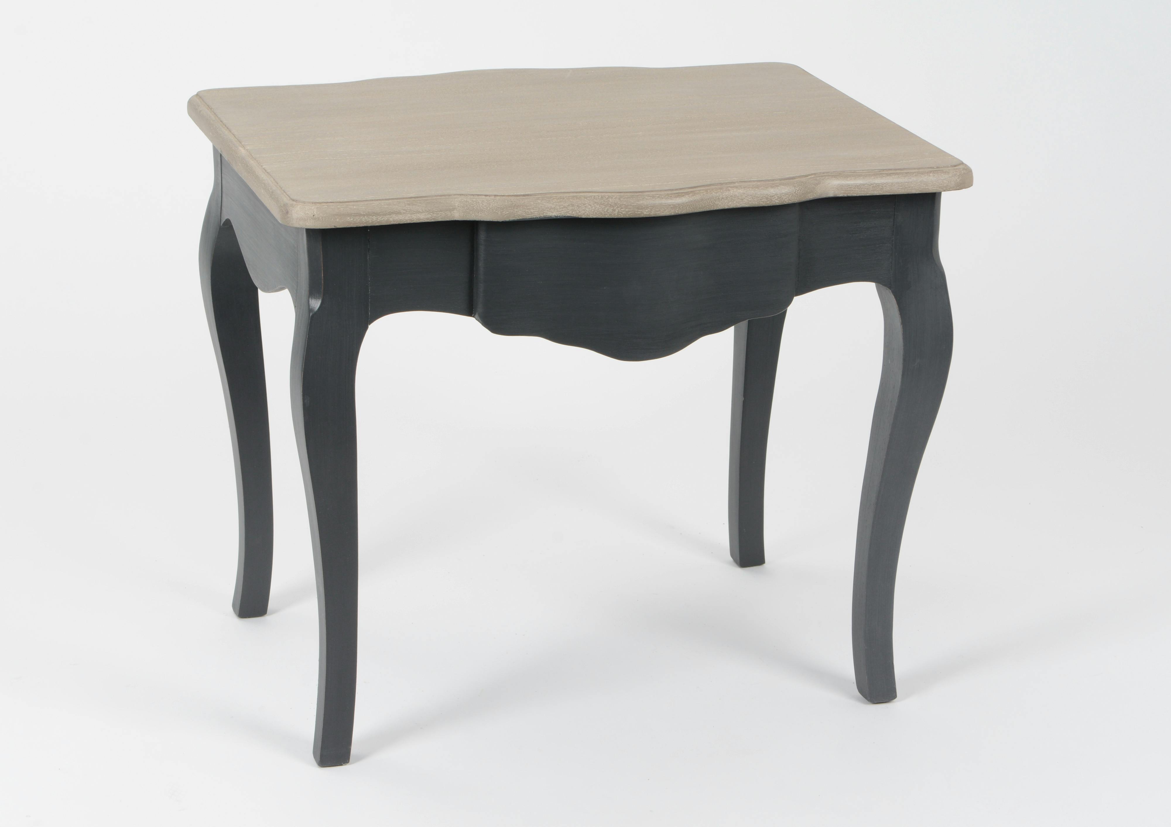 Bout de canapé Baroque CELESTINE ARDOISE plateau bois naturel 60x50x50cm AMADEUS