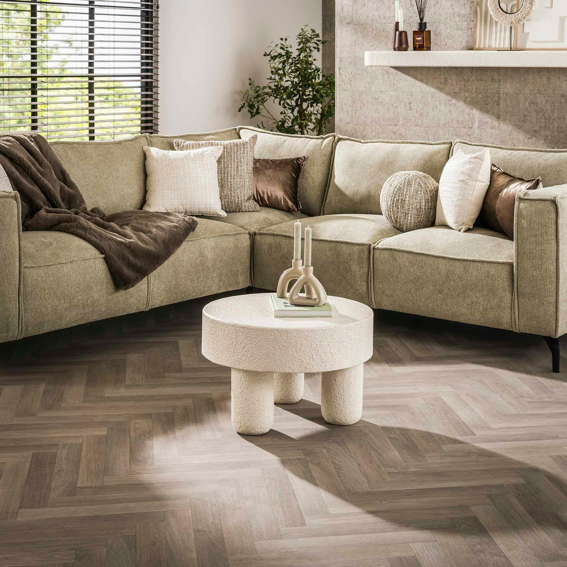 Bout de canapé blanc en marbre composite Ø 60 cm TAJ